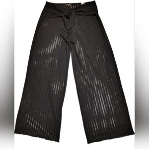 Black Sheer Mesh Cover-Up Pants | Tie Waist | Beach Resort Lounge | Size L